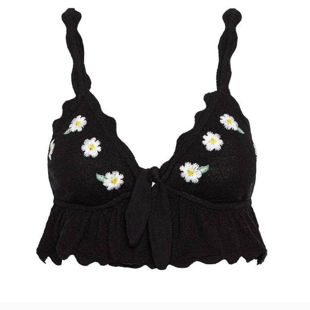 🍋For Love and Lemons Daisy Embroidered Sweater Crop Top